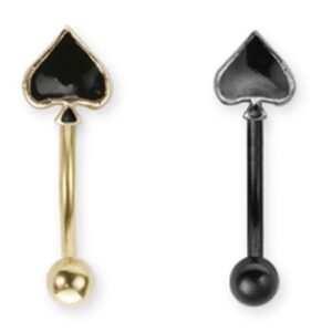 316L Surgical Steel Curved Eyebrow Ring With Enamel Colored Spade