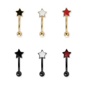 316L Surgical Steel Curved Eyebrow With Star