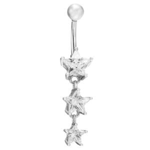 Surgical Steel Dangling Jeweled Star Belly Ring