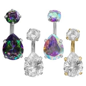 Surgical Steel Internally Threaded Tear Drop Belly Ring