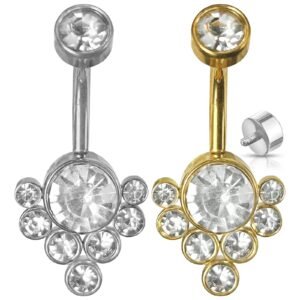 Surgical Steel CZ Cluster Belly Ring