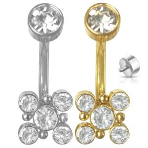 Surgical Steel Rounded CZ Cluster Belly Ring