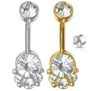 Surgical Steel CZ Jeweled Belly Ring