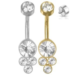 Surgical Steel CZ Cluster Belly Ring