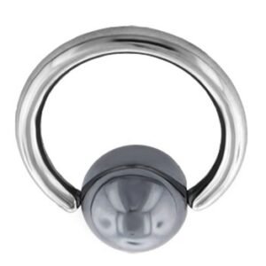 12pcs PCK - 316L Surgical Steel Captive Ring With Hematite Bead