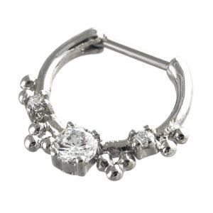 Stainless Steel Tribal Style Jeweled Clicker Septum Jewelry