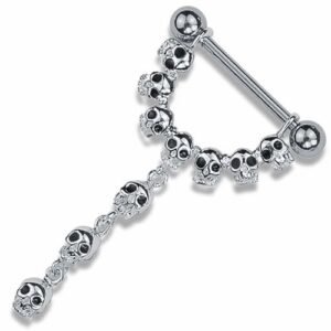 Dangling Skull Nipple Piercing -- Lead free and Nickel Free