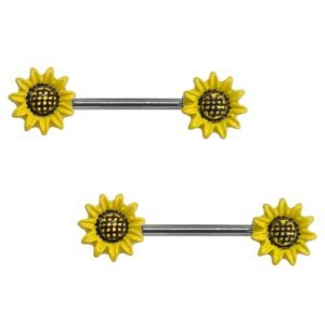 Surgical Steel Sunflower Nipple Bar