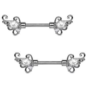 Surgical Steel CZ Nipple Bar