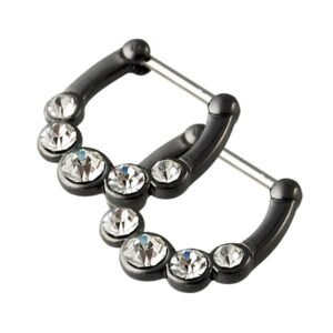 Stainless Steel Black PVD Coated Jeweled Septum Clicker