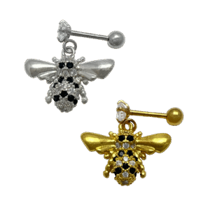 Surgical Steel Tragus/ Helix Piercing With Dangle Jeweled Bee