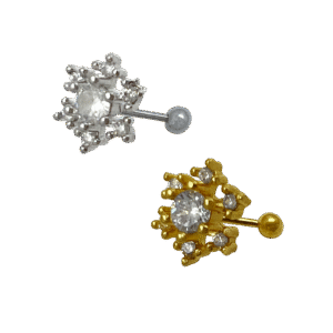 Surgical Steel Tragus/ Helix Jeweled Snowflake Piercing