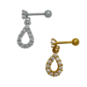 Surgical Steel Tragus/ Helix Piercing With Dangle Jeweled Drop
