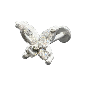 Surgical Steel Tragus/ Helix Jeweled Butterfly Piercing