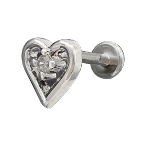 Surgical Steel Tragus/ Helix Jeweled Heart Piercing