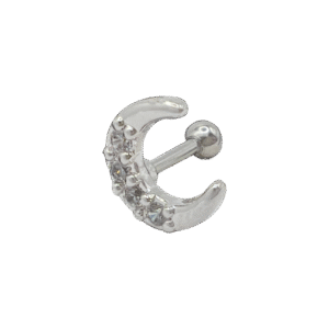Surgical Steel Tragus/ Helix Jeweled Moon Piercing