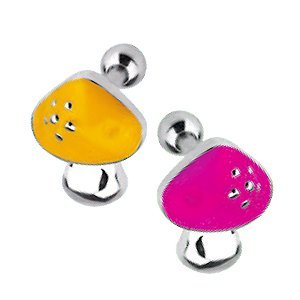 Mushroom Barbell Cartilage Earing For Tragus/Helix Piercings