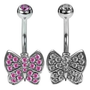 Butterfly Belly Ring with encrusted CZ