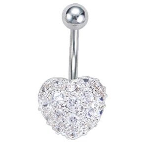 Very Nice Stone Encrusted Heart Belly Ring With Stones All Over The Entire Heart
