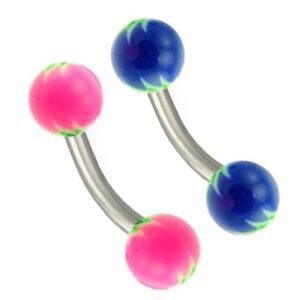 Curved Barbell for Eyebrow with Pot Leaf design