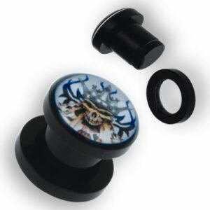 Cool Black Polysafe Flesh Tunnel with Skull Design