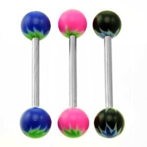 Straight Barbell in 14GA with Hemp Leaf Design