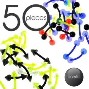 50pcs PCK - Acrylic Curved Eyebrow Ring Package