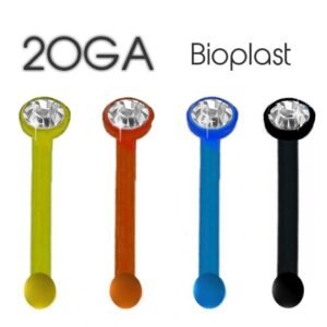 24pcs PCK - 20Ga. Acrylic Nose Bone With Stone