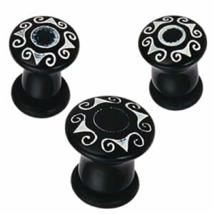 Very Nice Black Acrylic Plug W/ Art Design