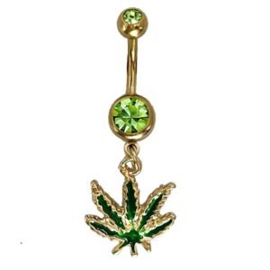 Surgical Steel Gold Pot Leaf Belly Ring