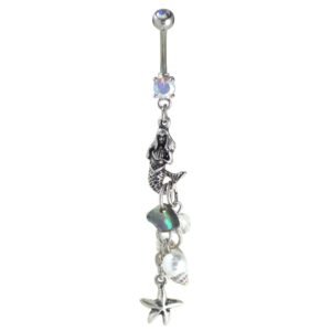 Mermaid Dangle Belly Ring with Ocean Shells