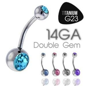Grade G23 Double Jeweled Titanium Navel Ring