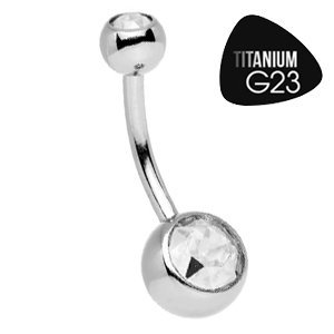 Grade G23 Double Jeweled Titanium Navel Ring