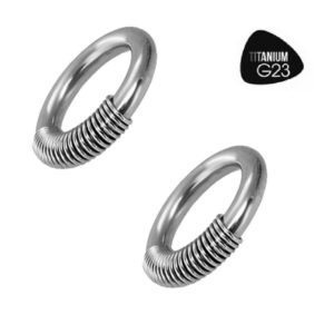14GA. Titanium Grade G23 Captive Ring Jewelry w/ Spring Segment