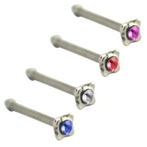20GA Cute Surgical Steel Nose Stud With Small Stone in The Center