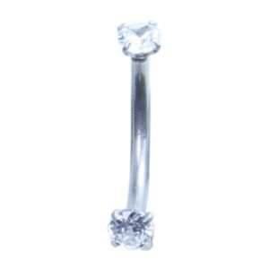 Surgical Steel Double CZ Jeweled Eyebrow Piercing