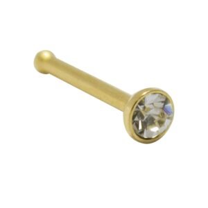 Surgical Steel Gold Nose Bone With Stone