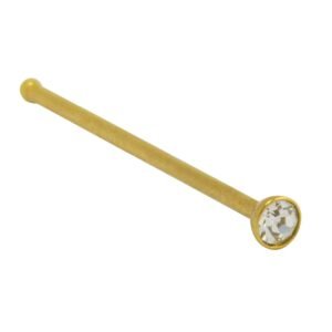 Gold Fishtail Nose Stud With Gem