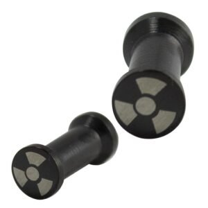 Black Surgical Steel Ear Plug with Chemical Symbol