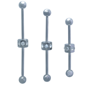 Surgical Steel Industrial Barbell With Jewels In The Center