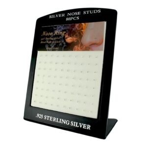 Sterling Silver Clear Nose Studs Display 80PCS