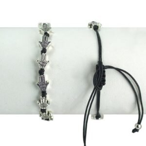12pcs PCK Black String Bracelet with Hamsa Charms