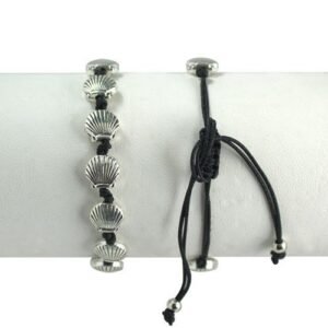 12pcs PCK Black String Bracelet With Clam Charms