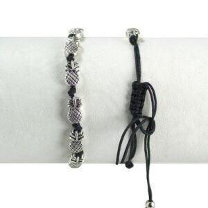 12pcs PCK Black String Bracelet with Pineapple Charms