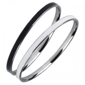 Stainless Steel Women's Bangle with Enamel Inlay