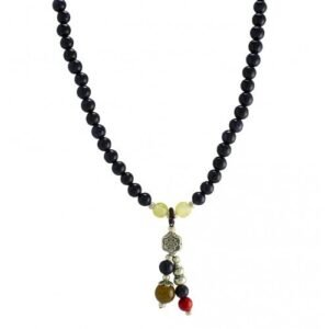 Galaxy Blue Mala Beaded Necklace with Mulitcolor Beads