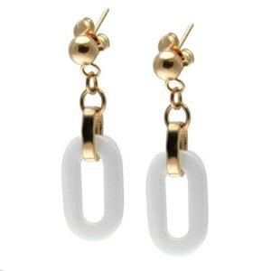 Rose Gold PVD Stainless Steel and Ceramic Earrings