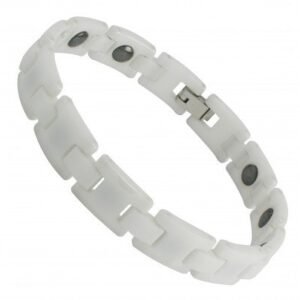White Zircon Ceramic Link Bracelet With Magnets