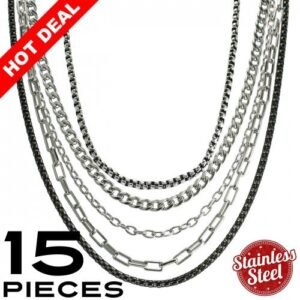 15pcs PCK - Thin Chain Stainless Steel Assorted Pack - $3.00 Per Piece!