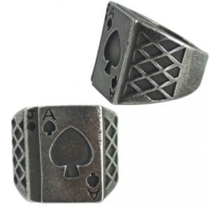 Stainless Steel Ace of Cards Ring